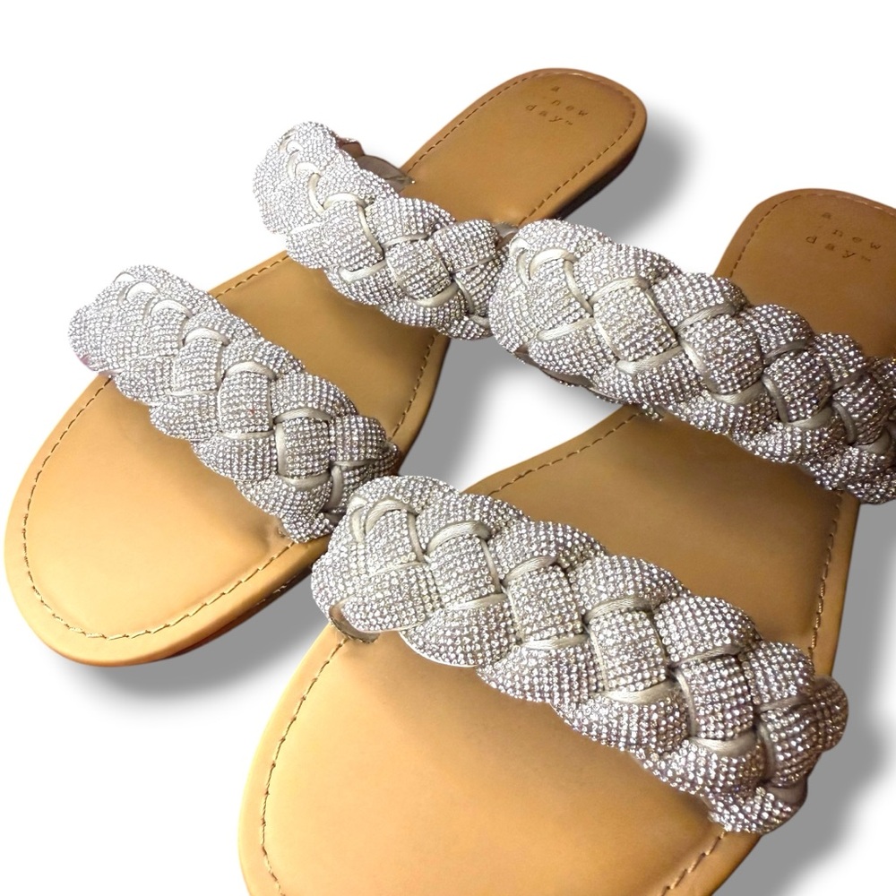 Target A New Day Park Braided Rhinestone Sandal Silver- Size 9